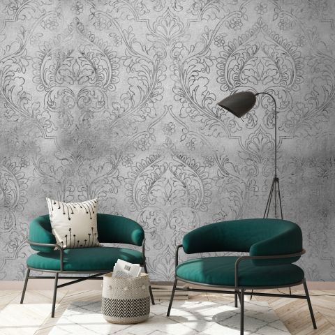 Baroque Style Damask Art Grunge Wallpaper Mural