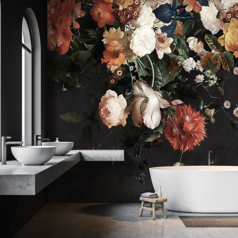 Golden Age Large and Dark Floral Wallpaper Mural