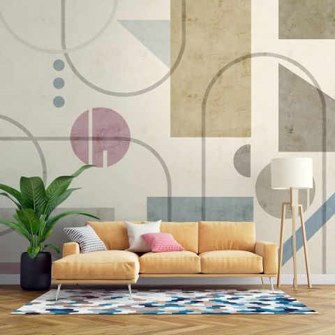 Soft Geometric Shape Art Wallpaper Mural