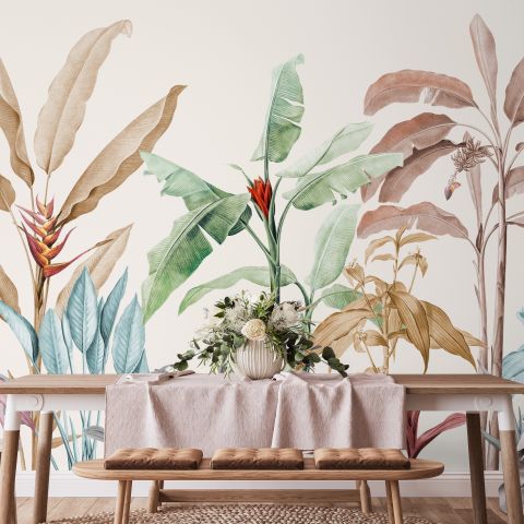 Colorful Tropical Banana Tree Wallpaper Mural