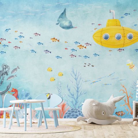 Kids Nursery Undersea with Submarine Wallpaper Mural