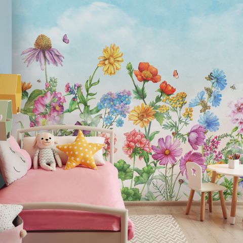 Cute Kids Nursery Floral Garden Wallpaper Mural