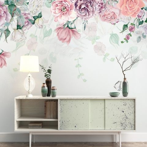 Vintage Peony Flowers Wallpaper Mural