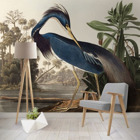 Tropical Landscape Blue Heron Wallpaper Mural