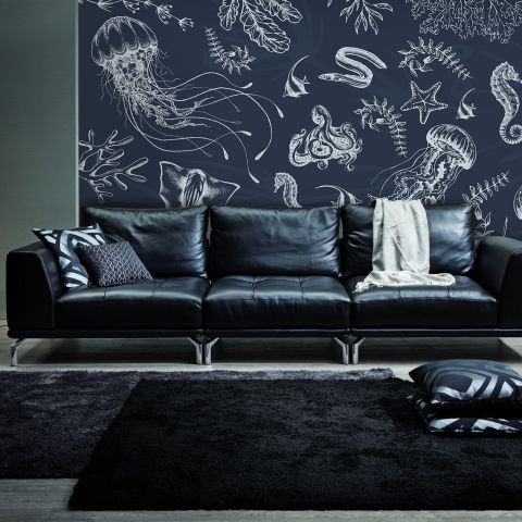 Sea Life Drawing Art Underwater Wallpaper Mural