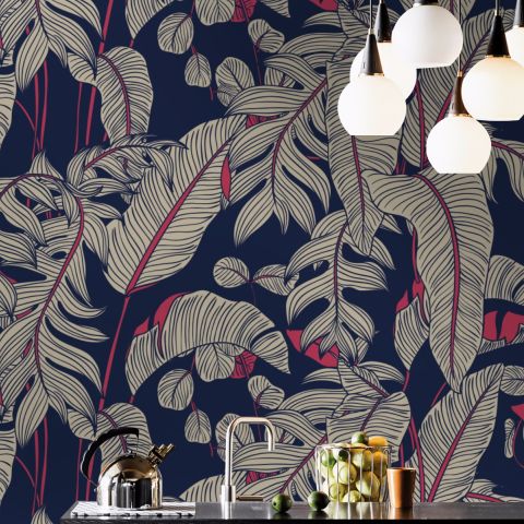 Dark Palm Leaf Wallpaper Mural