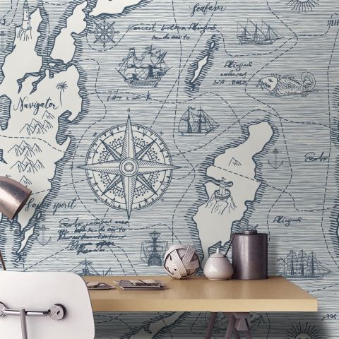 Travel Map Wallpaper Mural