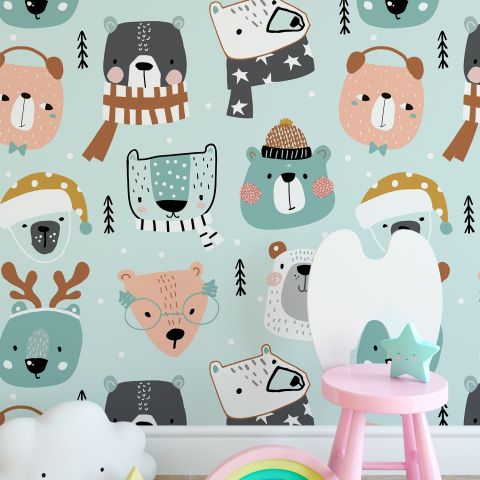 Cute Animal Doodles Wallpaper Mural