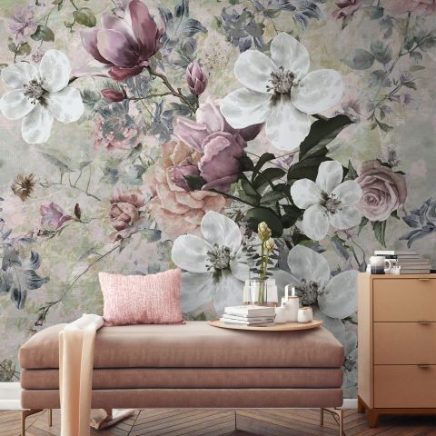 Watercolor Vintage Floral Wallpaper Mural