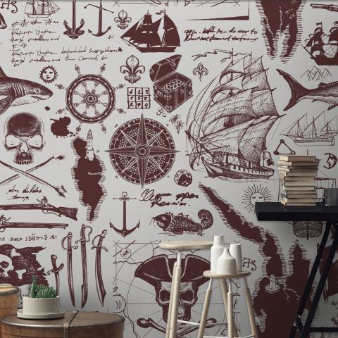 Sailor Map Adventure Kids Wallpaper Mural