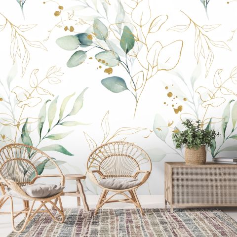 Eucalyptus Leaf Pattern Wallpaper Mural