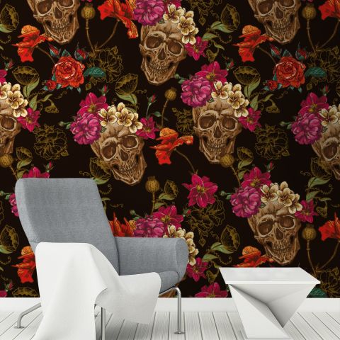 Fancy Skull Pattern Wallpaper Mural