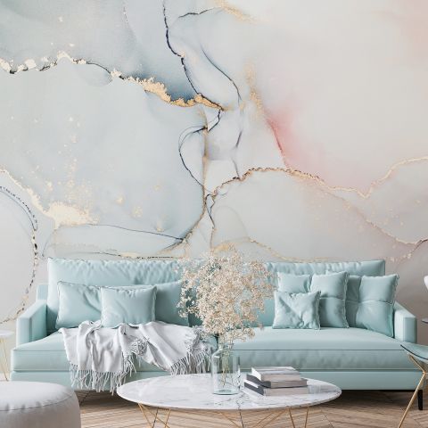 Soft Neutral Abstract Marble Art Wallpaper Mural