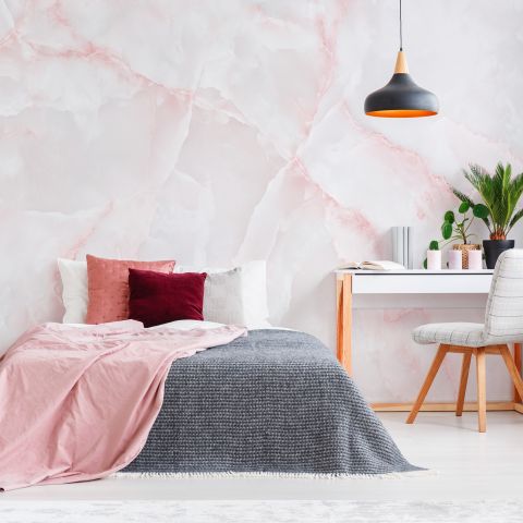 Abstract Pink Marble Stone Art Wallpaper Mural