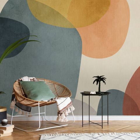 Abstract Boho Color Paintbrush Art Wallpaper Mural