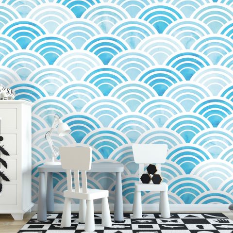 Seashell Pattern Wallpaper Mural for Nursery and Kids Room