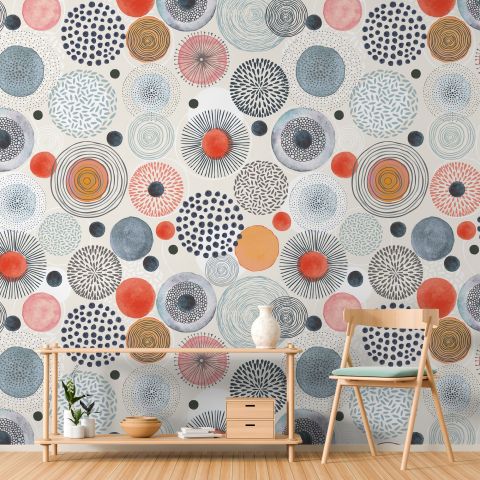 Abstract Colorful Circle Wallpaper Mural