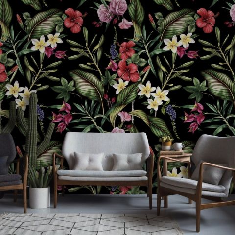 Dark Blossoms Wallpaper Mural