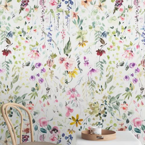 Watercolor Wildflower Wallpaper Mural