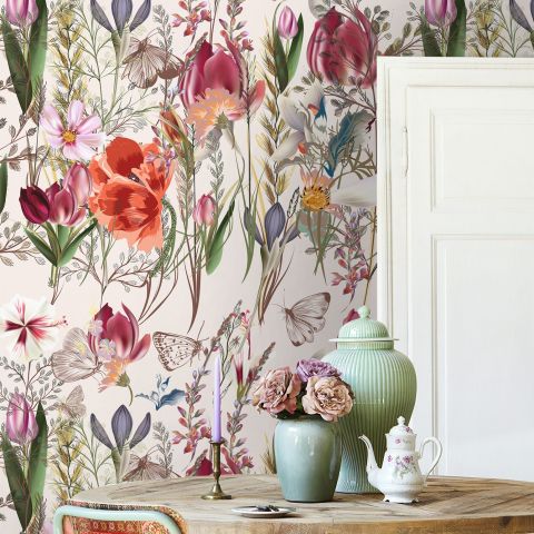 Spring Flowers Pattern Wallpaper Mural