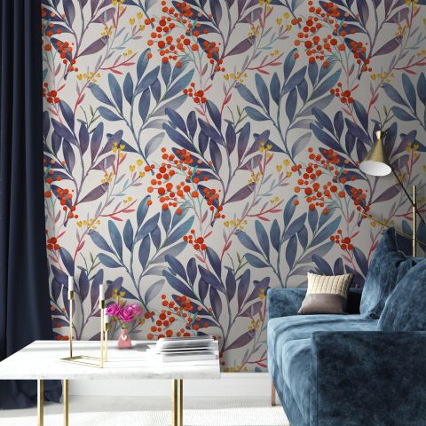 Twigs and Leaves Wallpaper Mural