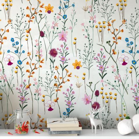 Colorful Blossoms Wallpaper Mural • Wallmur®