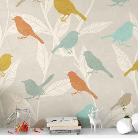 Colorful Europian Birds Wallpaper Mural