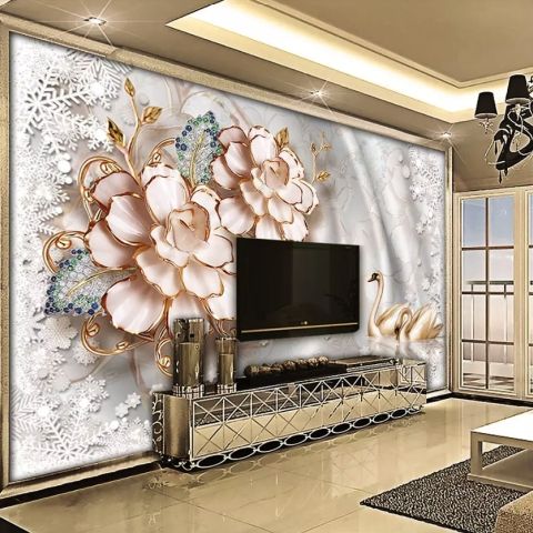 Swan with Snowflake Wallpaper Mural