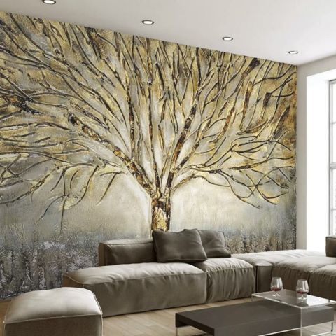 Watercolor Leafless Autumn Trees Wallpaper Mural