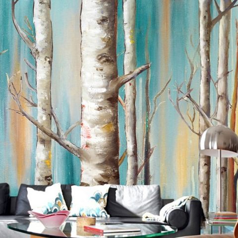 Oil Painting Tree Branch Wallpaper Mural