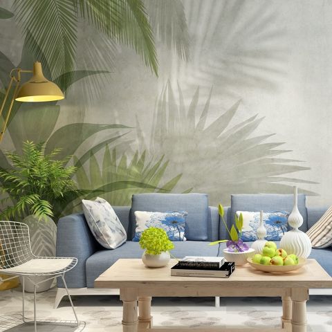 Tropical Green Palm Leaves Wallpaper Mural