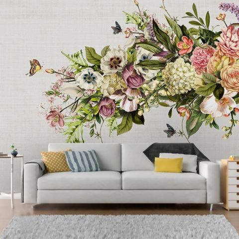 Vintage Hydrangea Floral Wallpaper Mural