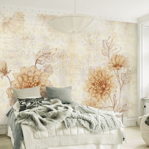 Vintage Dahlia Flower Wallpaper Mural