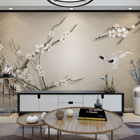 Vintage Floral Plum Blossom Wallpaper Mural