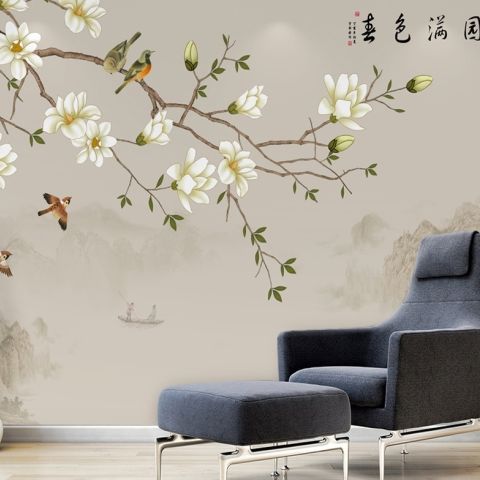 Vintage Plum Blossom Floral Wallpaper Mural