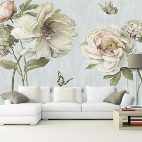 Vintage Peony Floral Wallpaper Mural