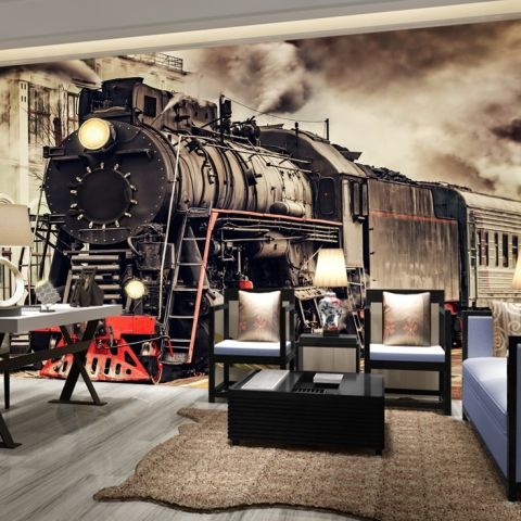 Vintage Train Wagon Railway Wallpaper Mural