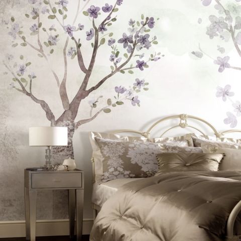 Watercolor Magnolia Floral Wallpaper Mural