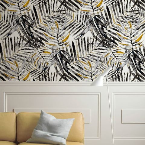 Watercolor Palm Leaf Pattern Wallpaper