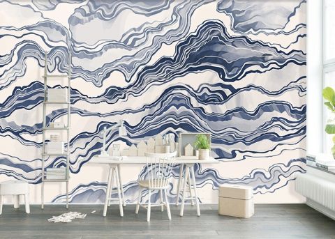 Nordic Abstract Waves Wallpaper Mural