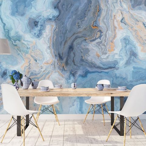 Turquoise Wave Pattern Wallpaper Mural