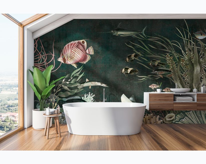 Nostalgic Underwater Fish Art Wallpaper Mural main product photo