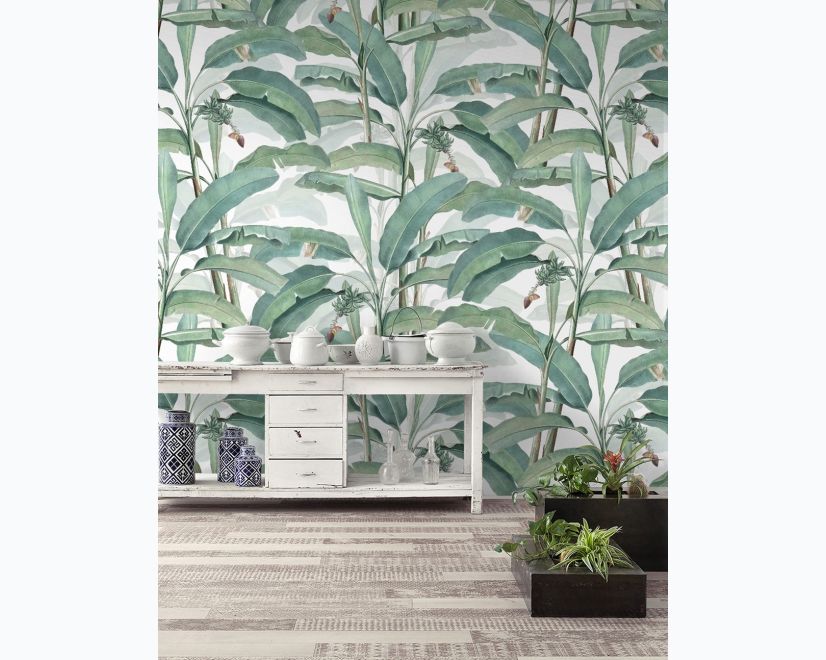 Watercolor Banana Leaf Wallpaper Wallpaper Mural main product photo