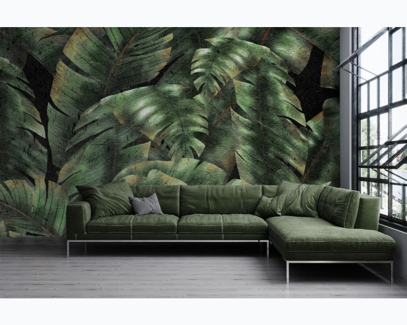 Dark Banana Leaf Wallpaper Mural main product photo