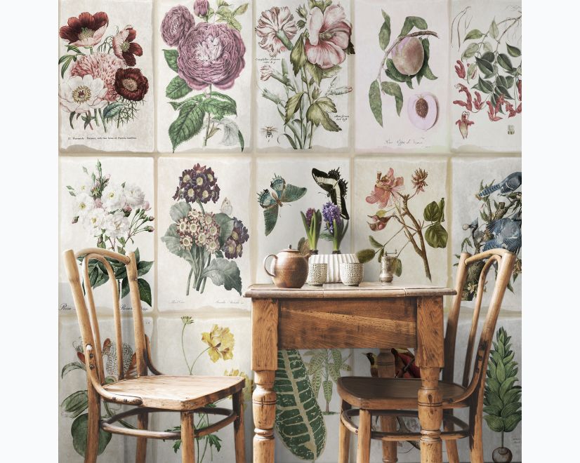 Vintage Floral Ceramic Art Wallpaper Mural main product photo