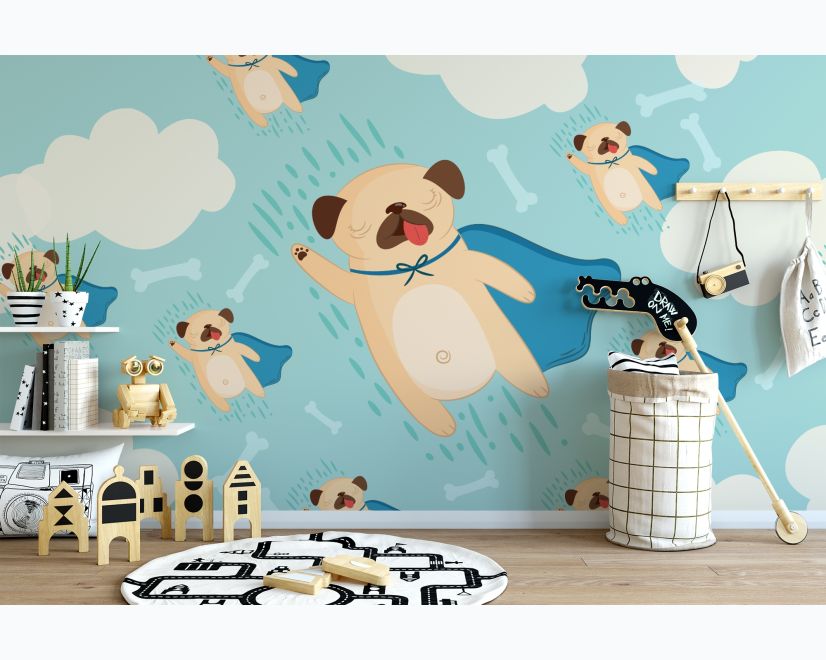 Cartoon Pet Dog Pattern Wallpaper Mural main product photo