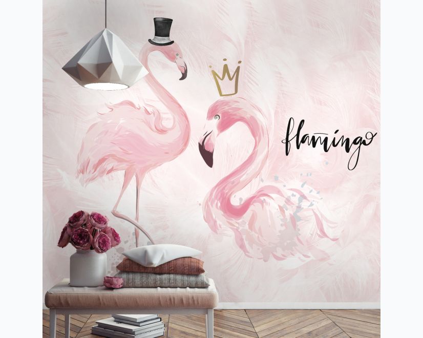 Powder Pink Flamingo Wallpaper Mural main product photo