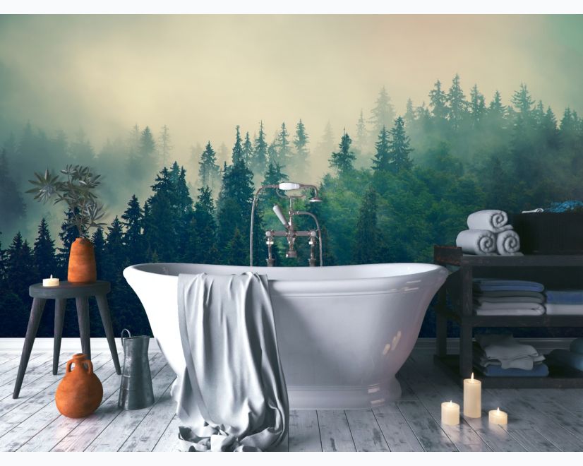 Misty Pine Forest Wallpaper Mural main product photo