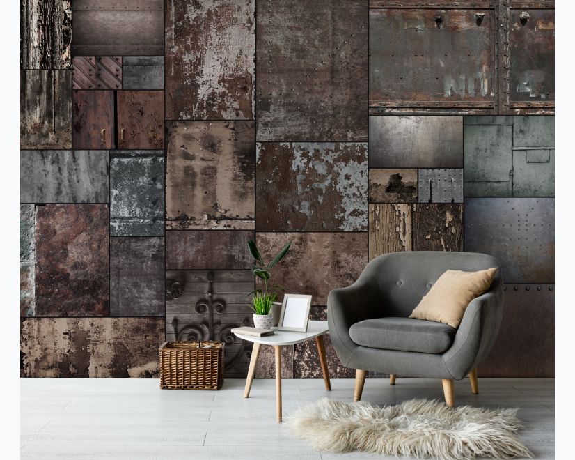 Dark Stone Wall Pattern Wallpaper Mural main product photo
