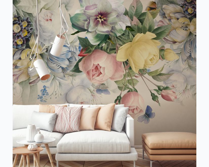 Vintage Colorful Floral Wallpaper Mural main product photo